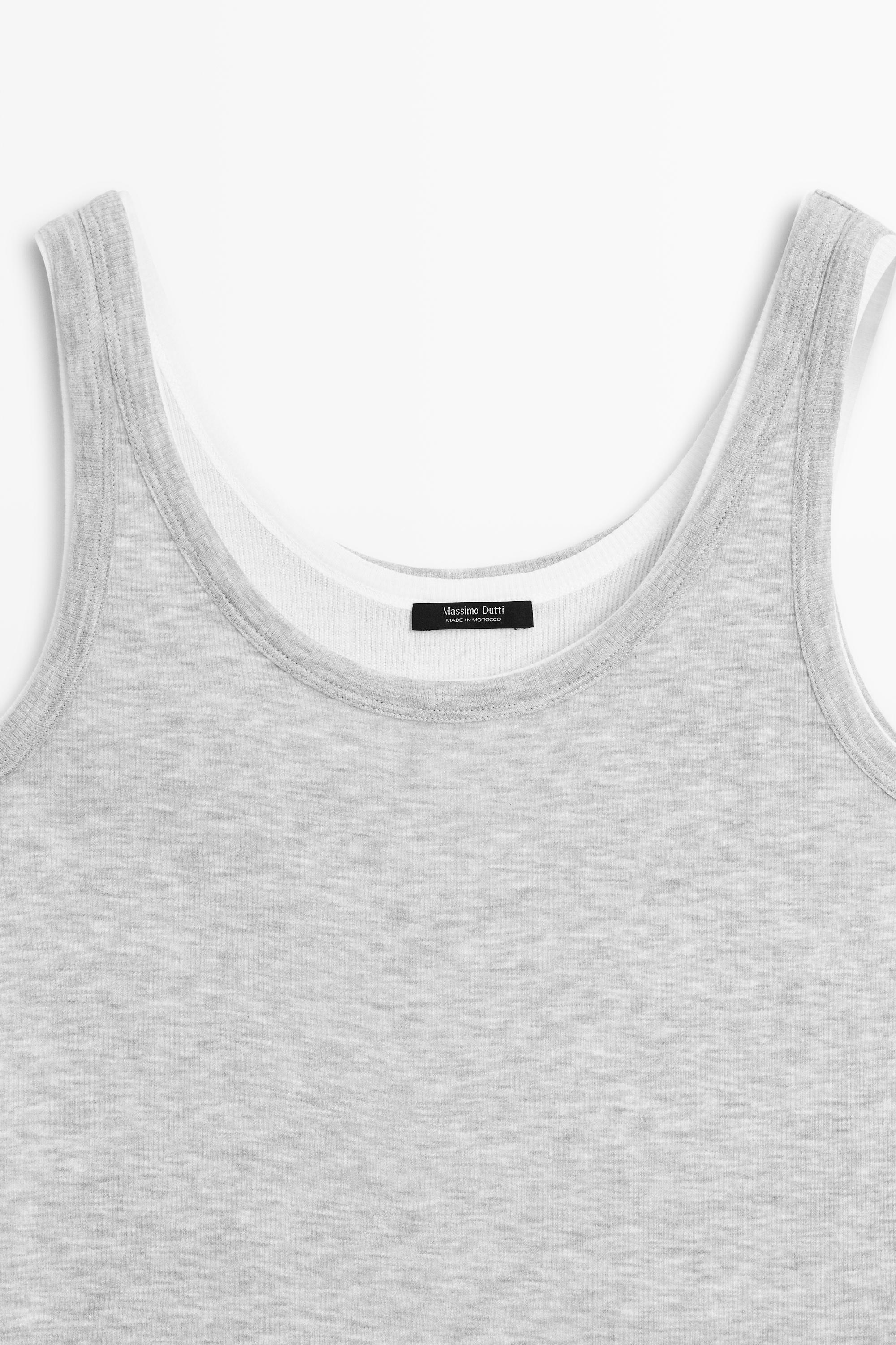 T-shirt double en bord-côte 100 % coton